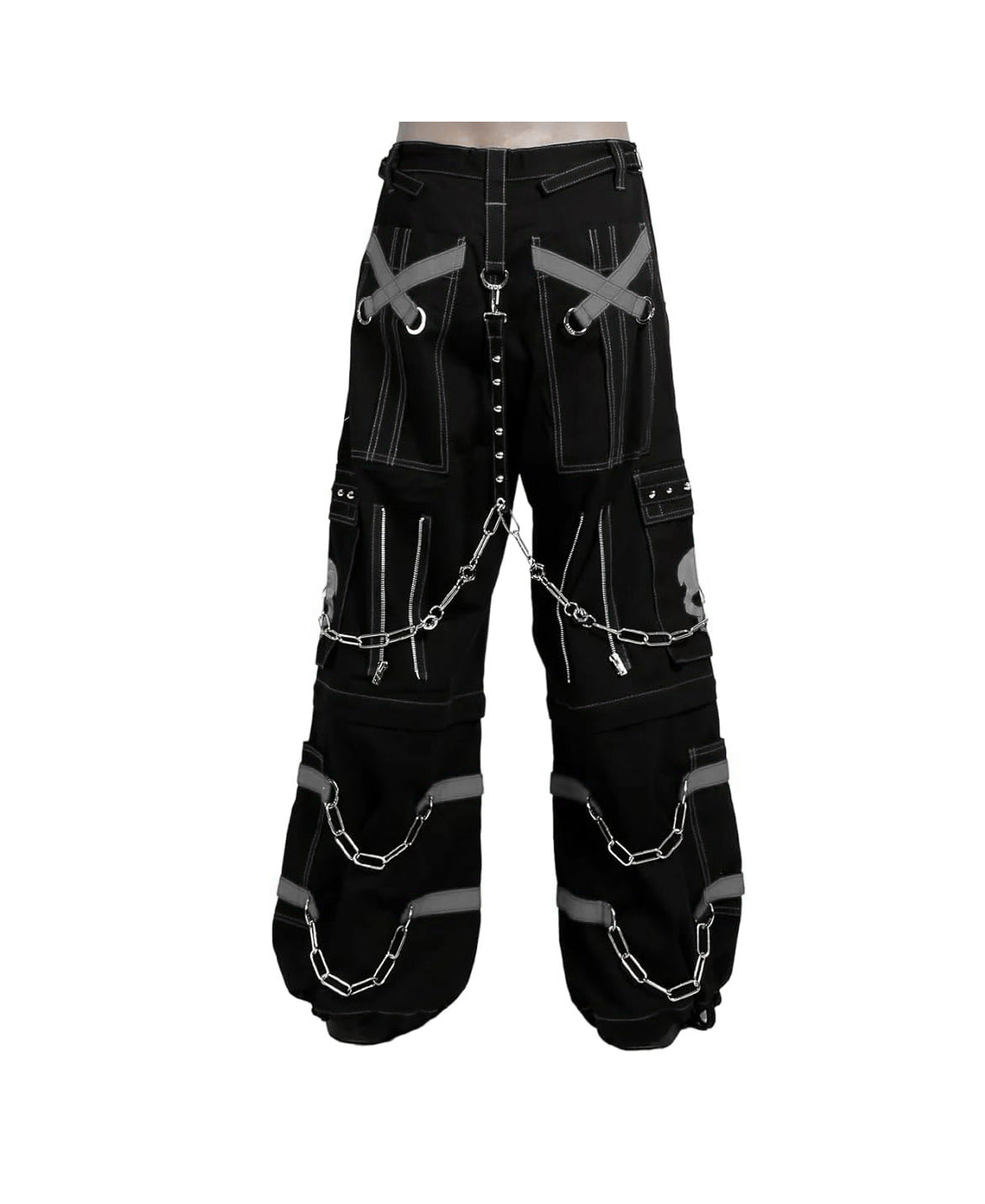 Schwarze Hose GRAY SKULL PANTS mit Schädelprint und grauen Details mit Colours Branding