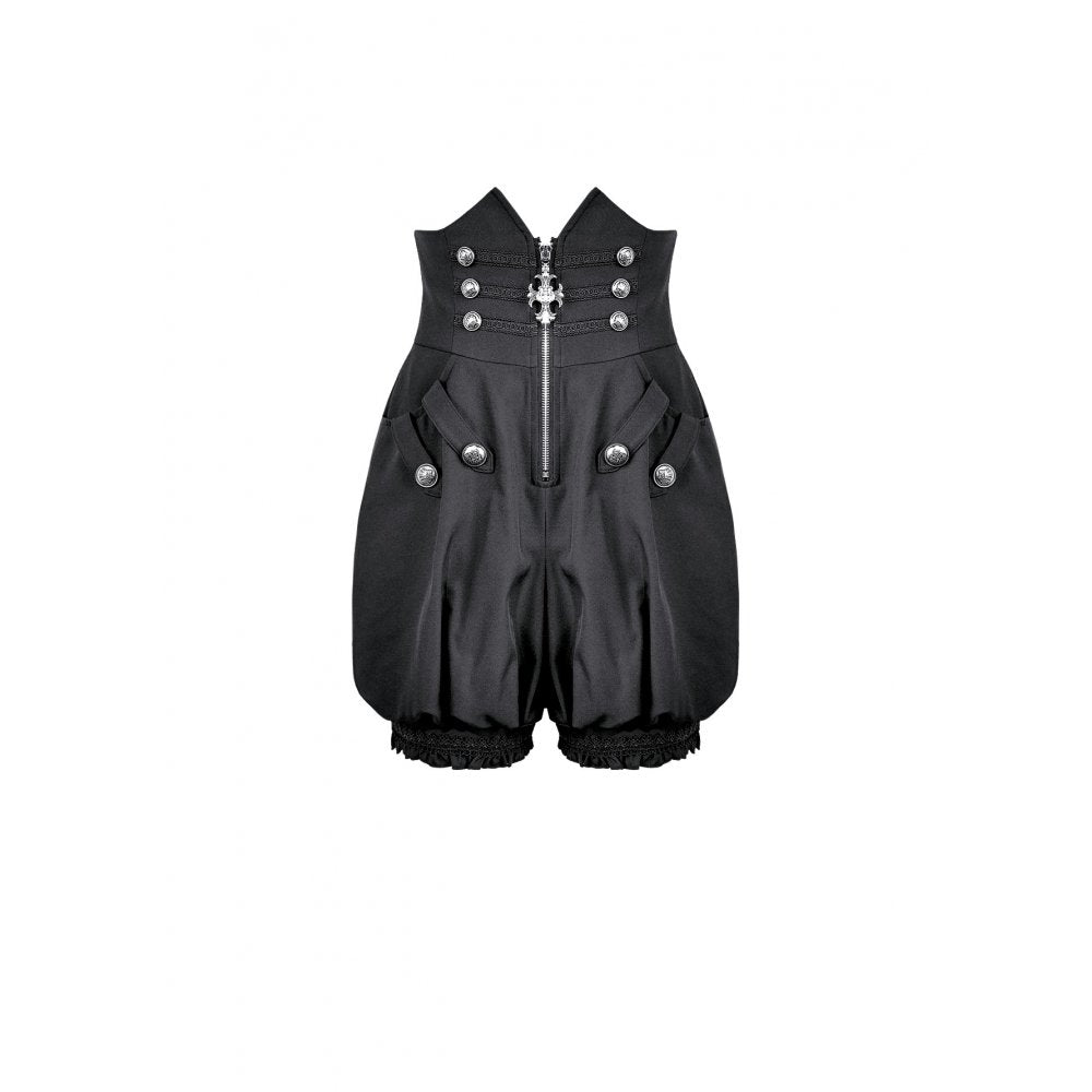 Schwarze, weite Stoffshorts Crux Cavalier Shorts von Dark In Love