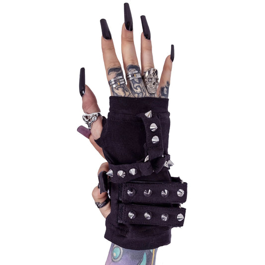 Schwarze Armstulpen ROWAN GLOVES mit Nieten von Poizen Industries