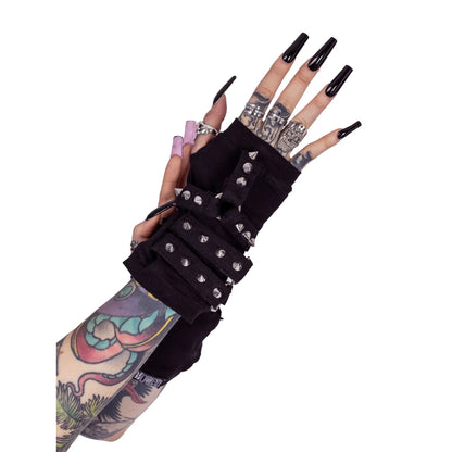 Schwarze Armstulpen ROWAN GLOVES mit Nieten von Poizen Industries