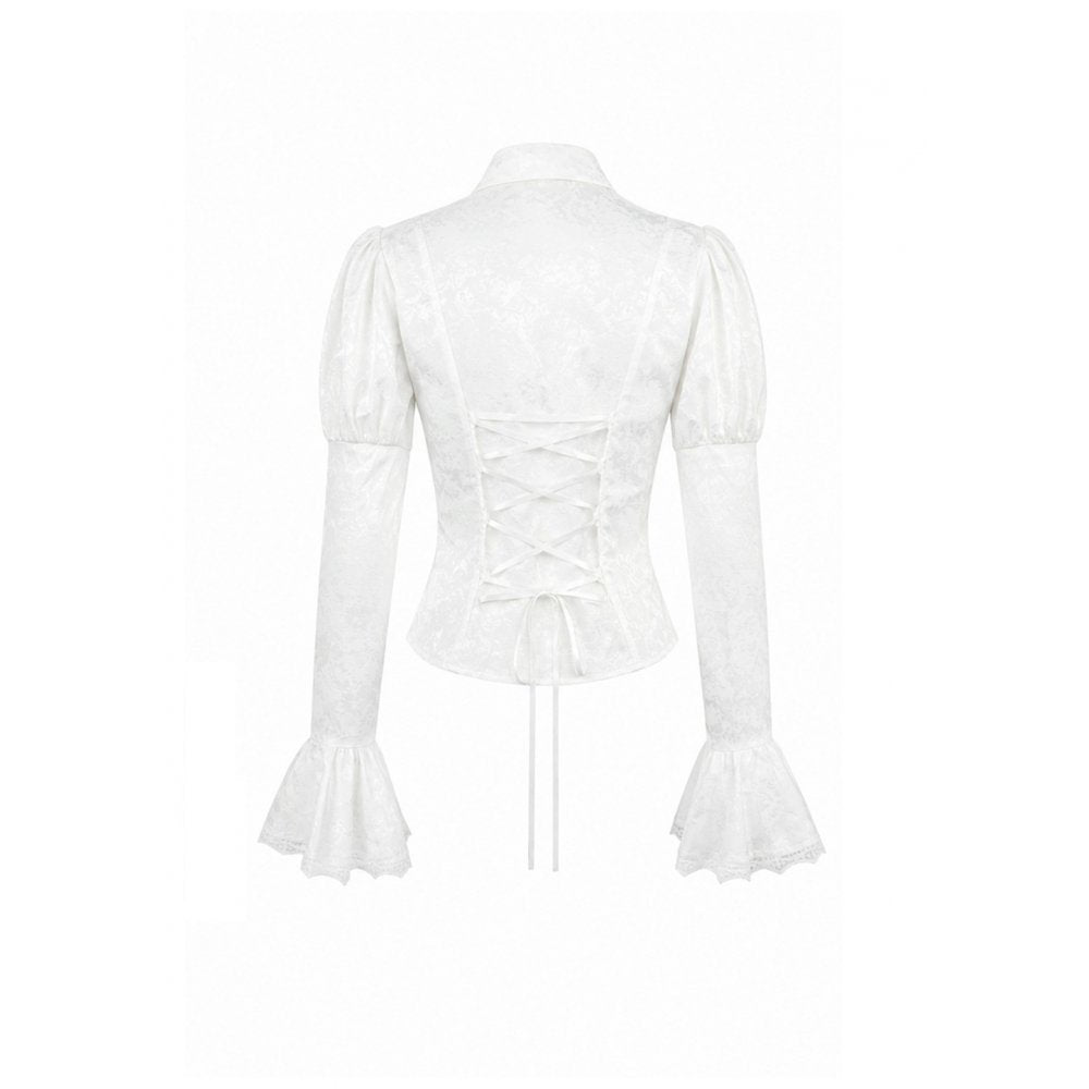 Weiße, viktorianische Bluse Daylight Anthem Blouse mit eleganten Spitzendetails von Dark In Love