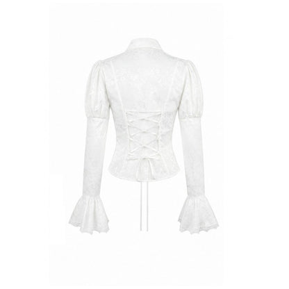 Weiße, viktorianische Bluse Daylight Anthem Blouse mit eleganten Spitzendetails von Dark In Love