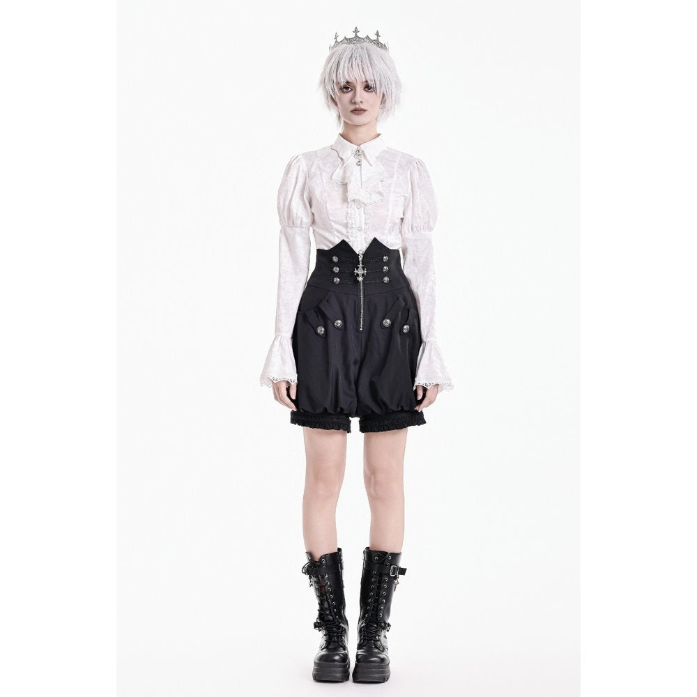 Schwarze, weite Stoffshorts Crux Cavalier Shorts von Dark In Love