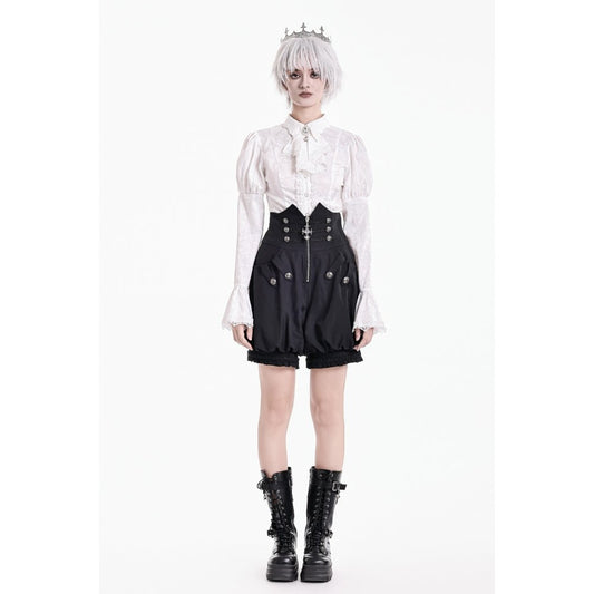 Schwarze, weite Stoffshorts Crux Cavalier Shorts von Dark In Love