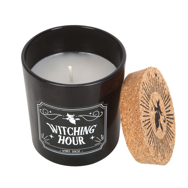 Schwarzes Glas mit Witching Hour White Sage Duftkerze mit Salbei-Geruch