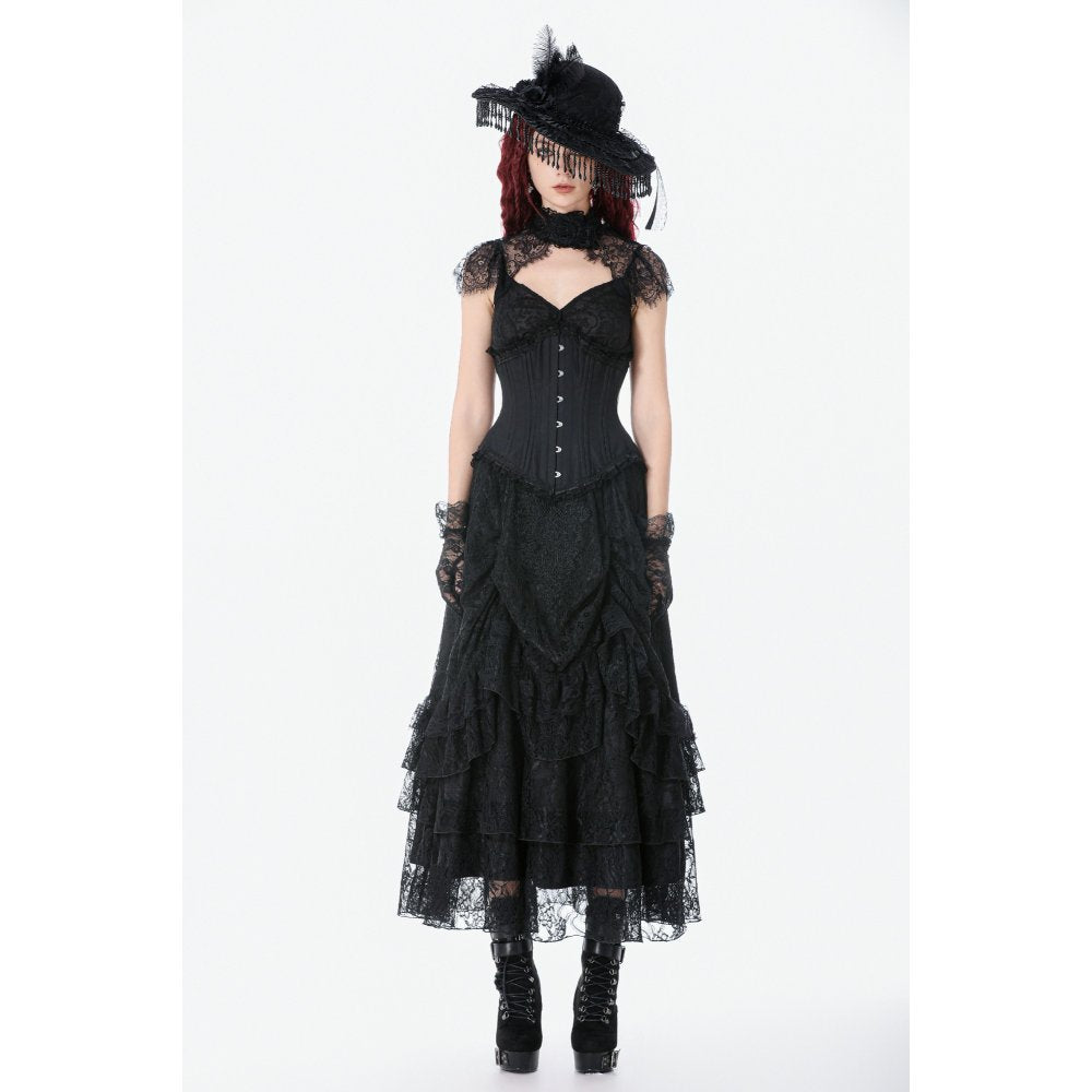 Schwarzer, kleiner Hut Vintage Lace Feather Mini Hat mit Spitzen-, Perlen und Blumendetails von Dark In Love