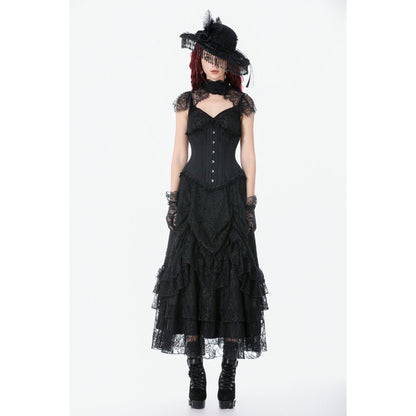 Schwarzer, kleiner Hut Vintage Lace Feather Mini Hat mit Spitzen-, Perlen und Blumendetails von Dark In Love