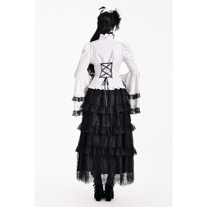 Schwarzer, langer Rock Dark Nocturne Skirt aus Spitzenstoff von Dark In Love