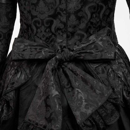Schwarzes Kleid Obsidian Ruffles Dress mit Schnürung und floralem Muster von RNG
