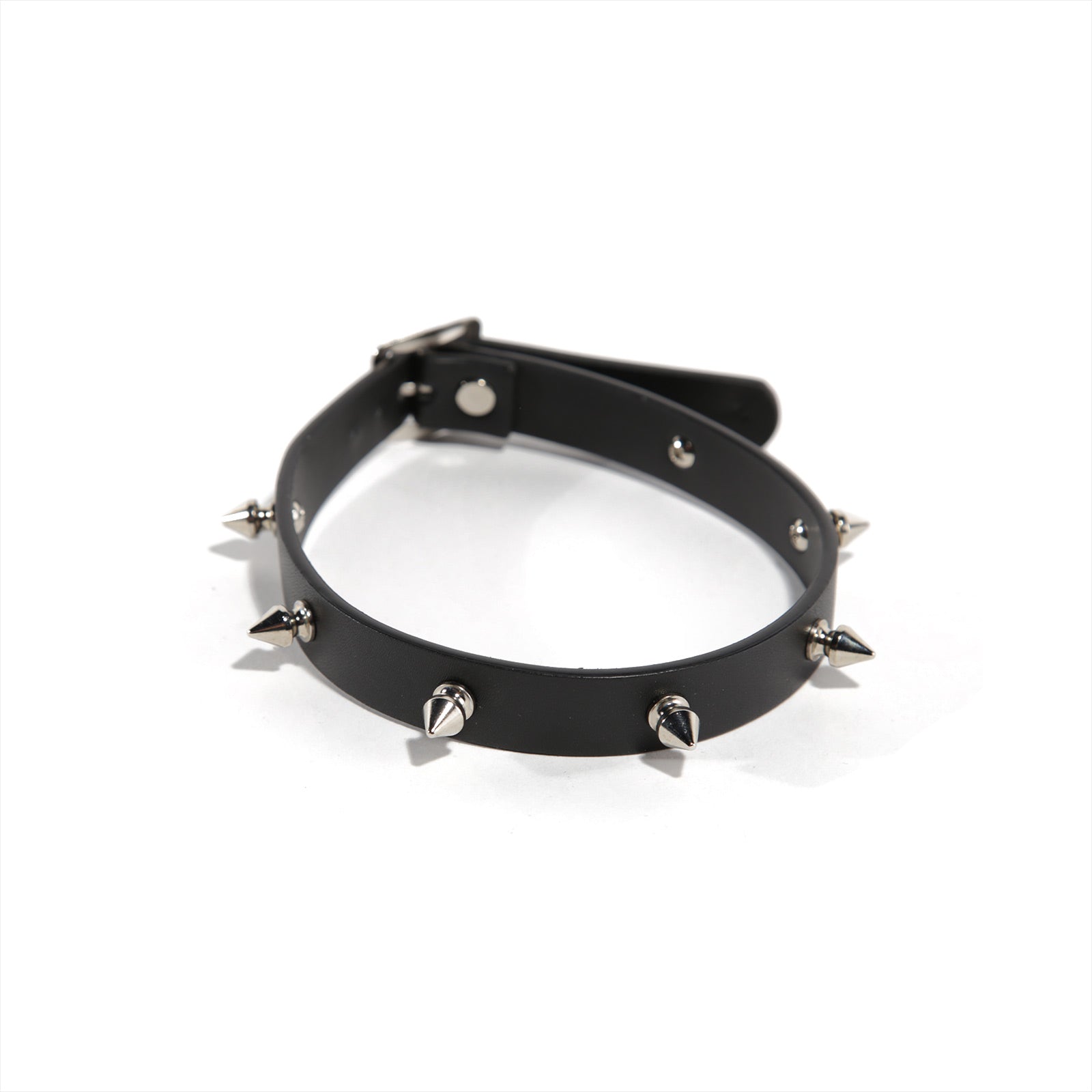 Schwarzes Halsband Vegan Choker Small Spikes mit silberfarbenden, kleinen Killernieten