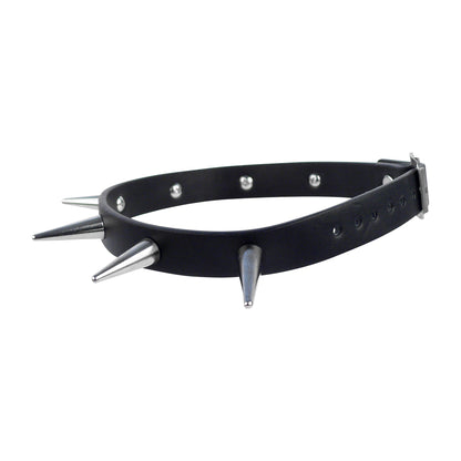 Schwarzes Halsband Vegan Choker Metal Spikes mit silberfarbenden, langen Spitznieten