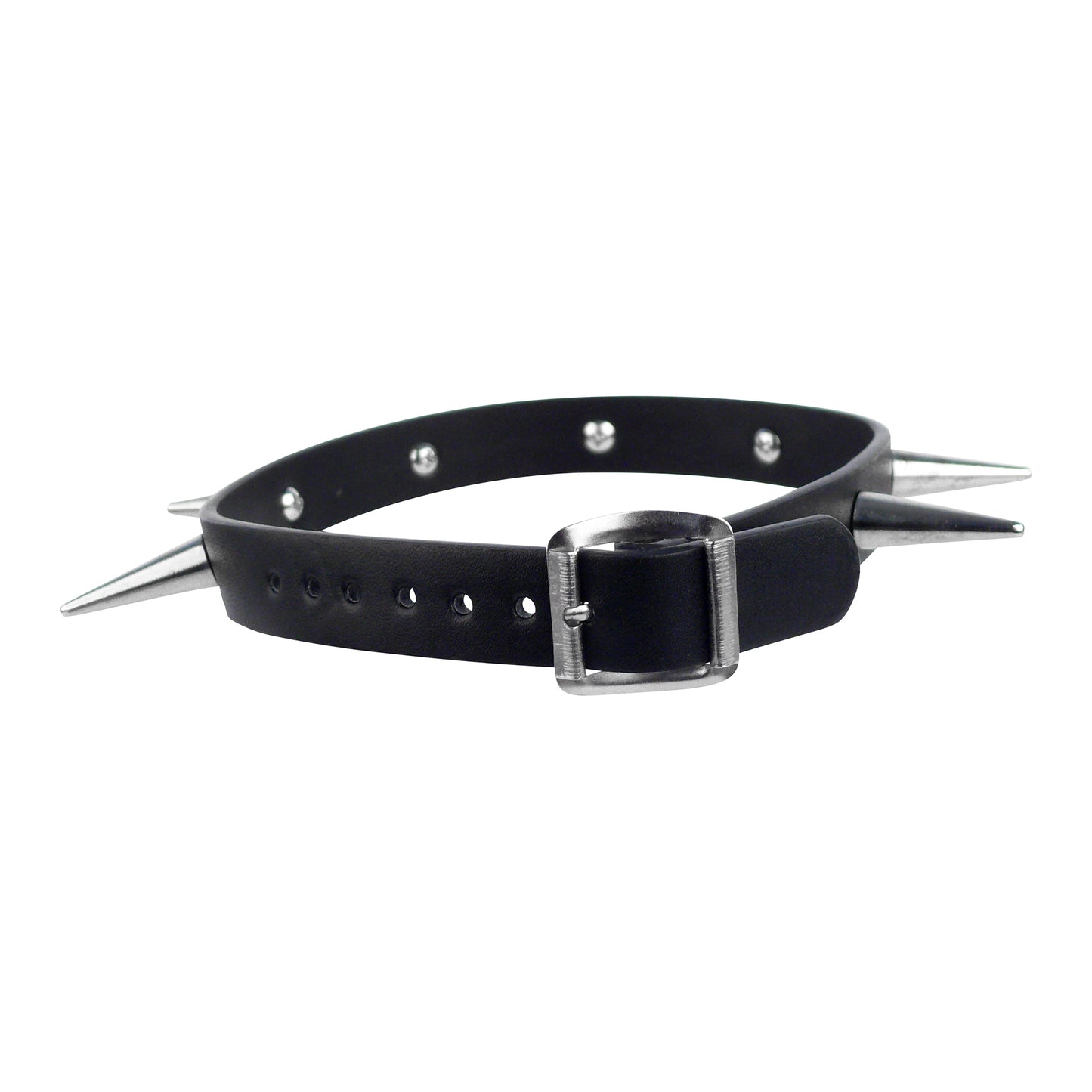 Schwarzes Halsband Vegan Choker Metal Spikes mit silberfarbenden, langen Spitznieten