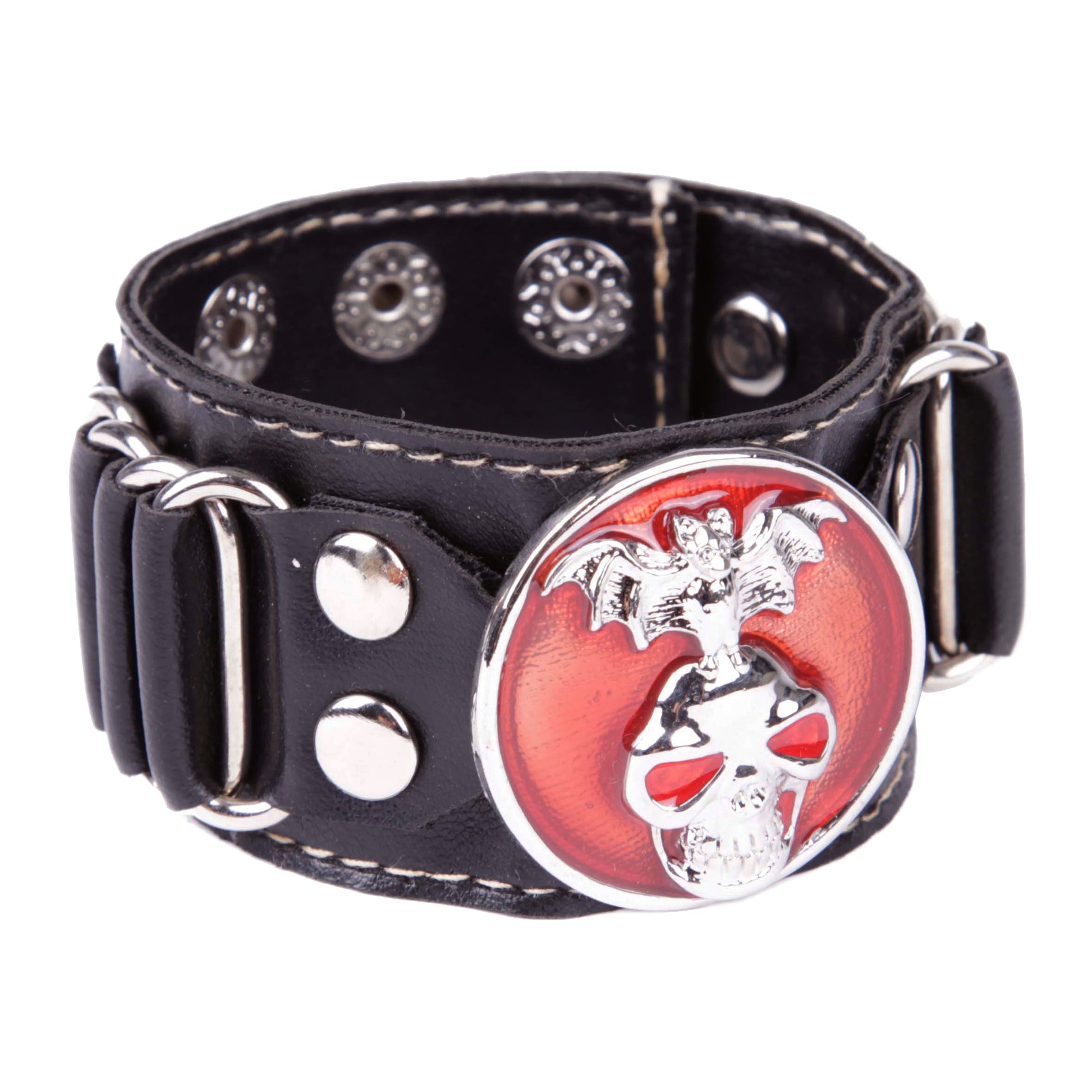 Breites Kunstlederarmband Fledermaus Red mit Druckknopfverschluss von MB Müller