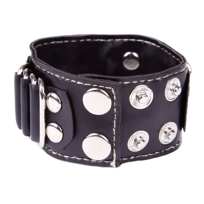 Breites Kunstlederarmband Totenkopf Red mit roten Augen und Druckknopfverschluss