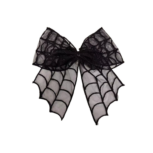 Schwarze Schleife SPIDERWEB HAIR RIBBON MESH aus Meshstoff mit Spinnennetzprint Moon Attic