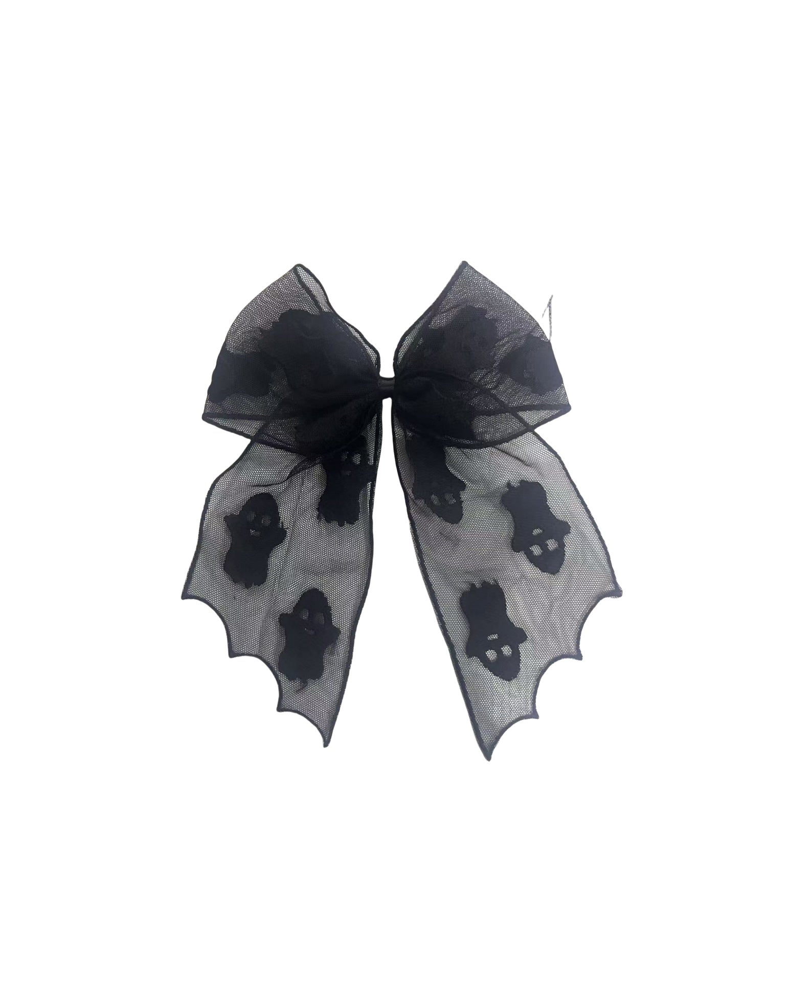 Schwarze Schleife GHOSTS HAIR RIBBON MESH aus Meshstoff mit Gespenstprint von Moon Attic