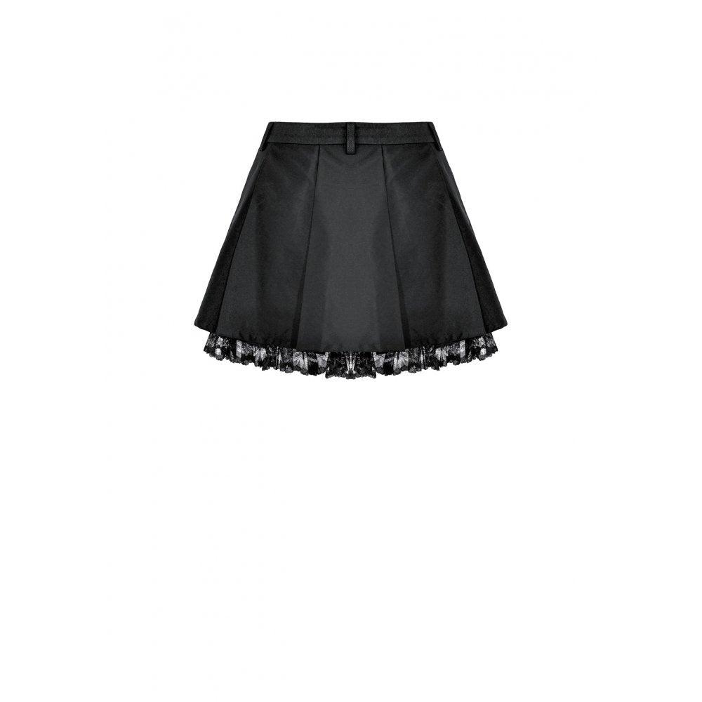 Schwarzer Mini-Rock Hardware Matrix Skirt mit Schnallendetail und Spitzensaum von Dark In Love