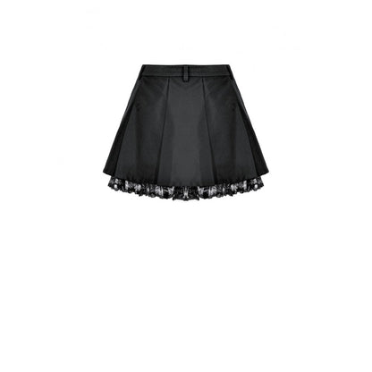 Schwarzer Mini-Rock Hardware Matrix Skirt mit Schnallendetail und Spitzensaum von Dark In Love