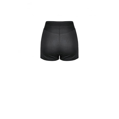 Schwarze Hotpants Daggered Vines Shorts Dark mit Überrock und Spitzendetails von Dark In Love