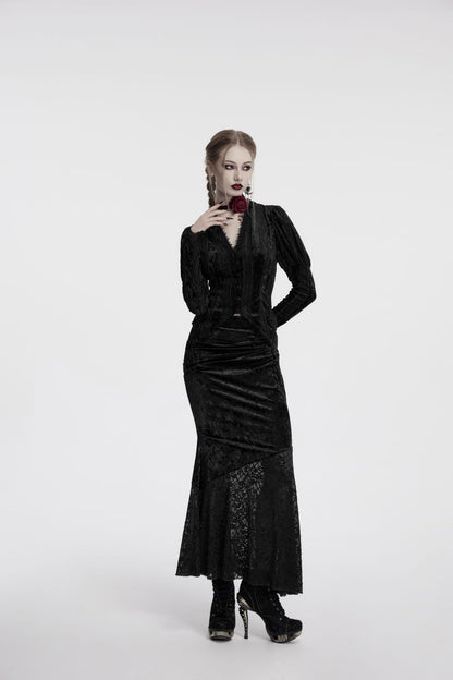 Figurbetontes Hemd NOCTIS REGINA SHIRT aus Samtstoff von Punk Rave