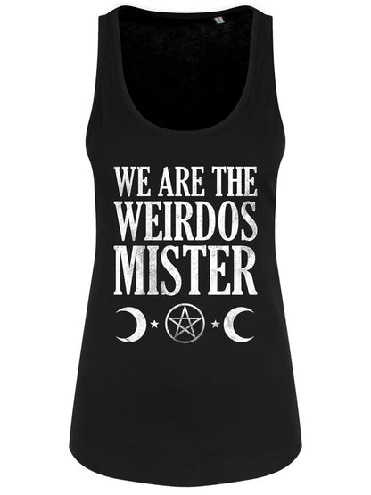 Schwarzes, tailliertes We Are The Weirdos Mister Floaty Tank mit weißem Schriftzug