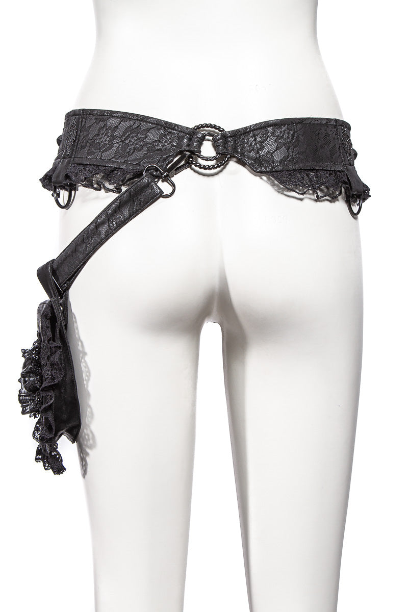 Schwarze Gürteltasche Skulltress Waist Bag mit Schädeldetail von RNG