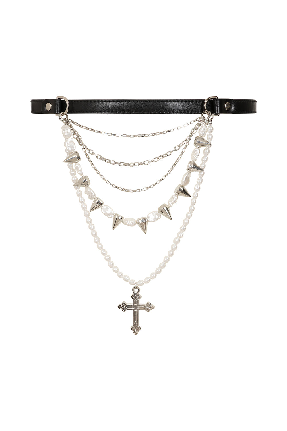 Schwarzer Taillengürtel DIVINE EDGE BELT mit Kreuzanhänger von Banned