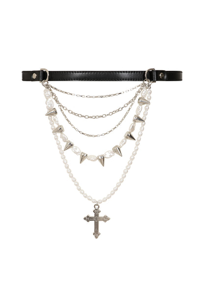 Schwarzer Taillengürtel DIVINE EDGE BELT mit Kreuzanhänger von Banned