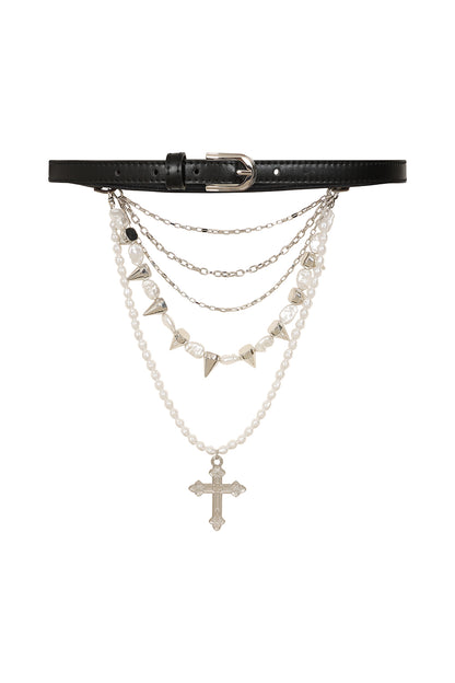 Schwarzer Taillengürtel DIVINE EDGE BELT mit Kreuzanhänger von Banned