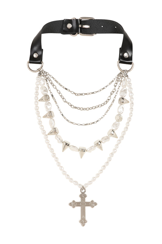 Schwarzes Halsband DIVINE EDGE CHOKER mit Kreuzanhänger von Banned