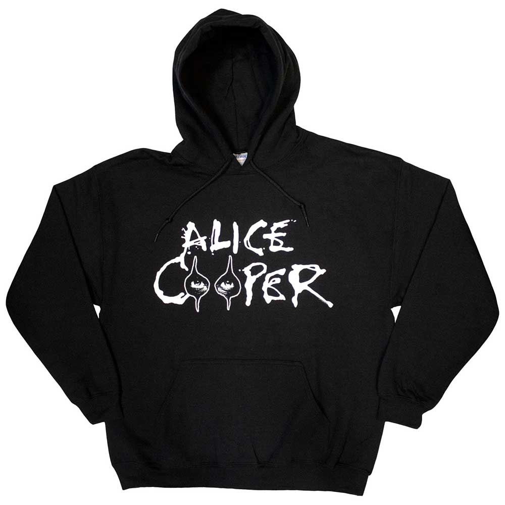 Lizensierter Pullover Alice Cooper Eyes Logo Band-Hoodie mit weißem Schriftzug