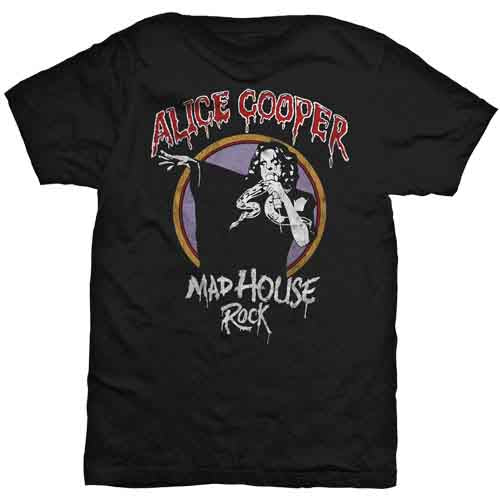 Lizensiertes Alice Cooper Mad House Rock Bandshirt mit comicartigem Print