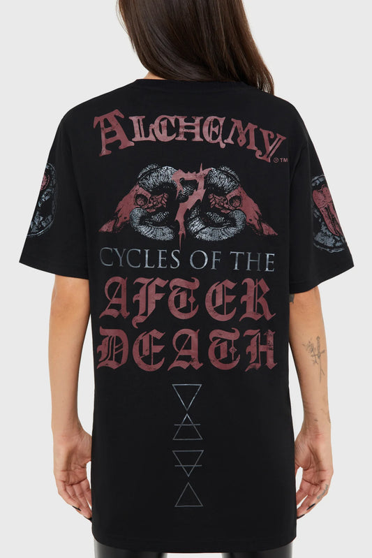 Schwarzes Shirt After Death Cycles T-Shirt mit okkultem Print von Killstar