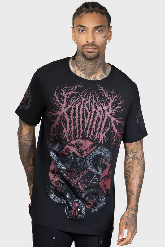 Schwarzes Shirt After Death Cycles T-Shirt mit okkultem Print von Killstar