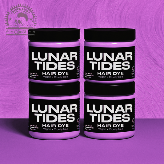 semi-permanente Haartönung 4er-Sparset&nbsp;AMETHYST PASTEL PURPLE in dem Farbton Pastellviolett mit rosa Untertönen von Lunar Tides