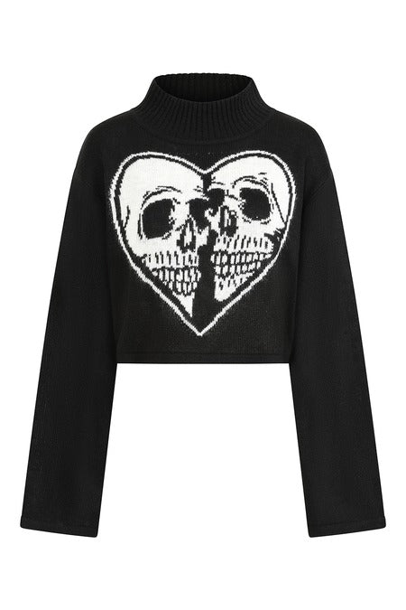 Schwarz/Weißer Pullover AMORET JUMPER von Banned