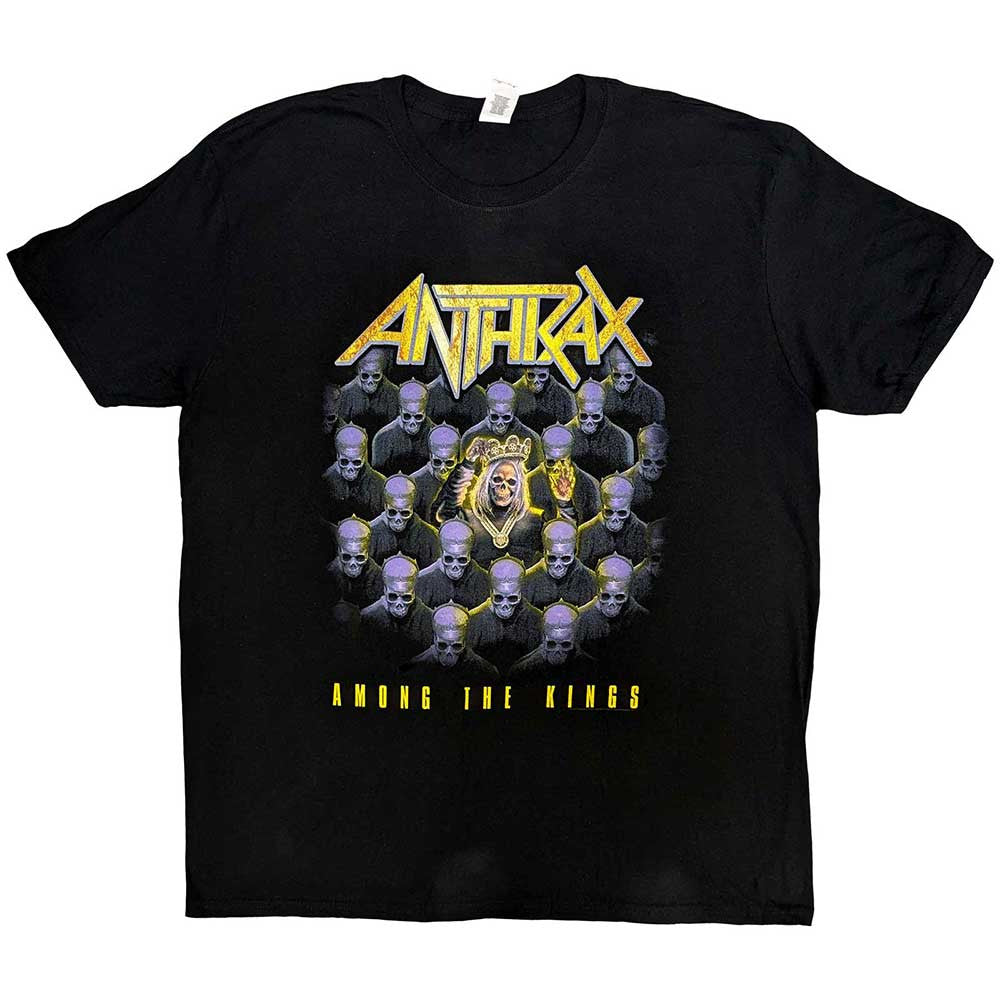 Lizensiertes Anthrax Among The Kings Bandshirt mit Totenkopfdesign