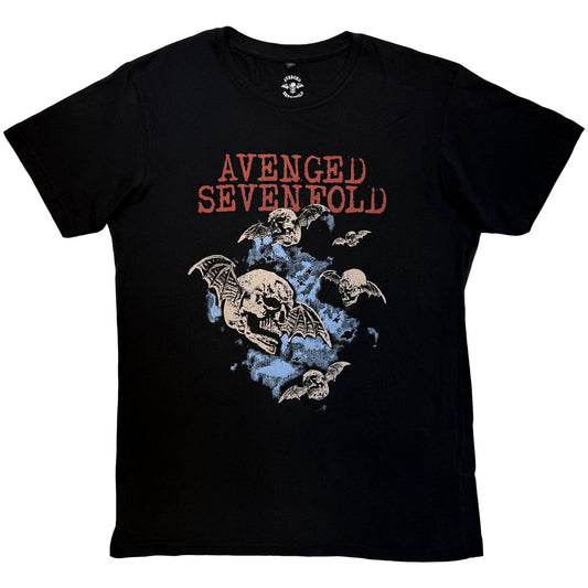 Lizensiertes Avenged Sevenfold Night Bats Bandshirt mit Fledermausschädelprint
