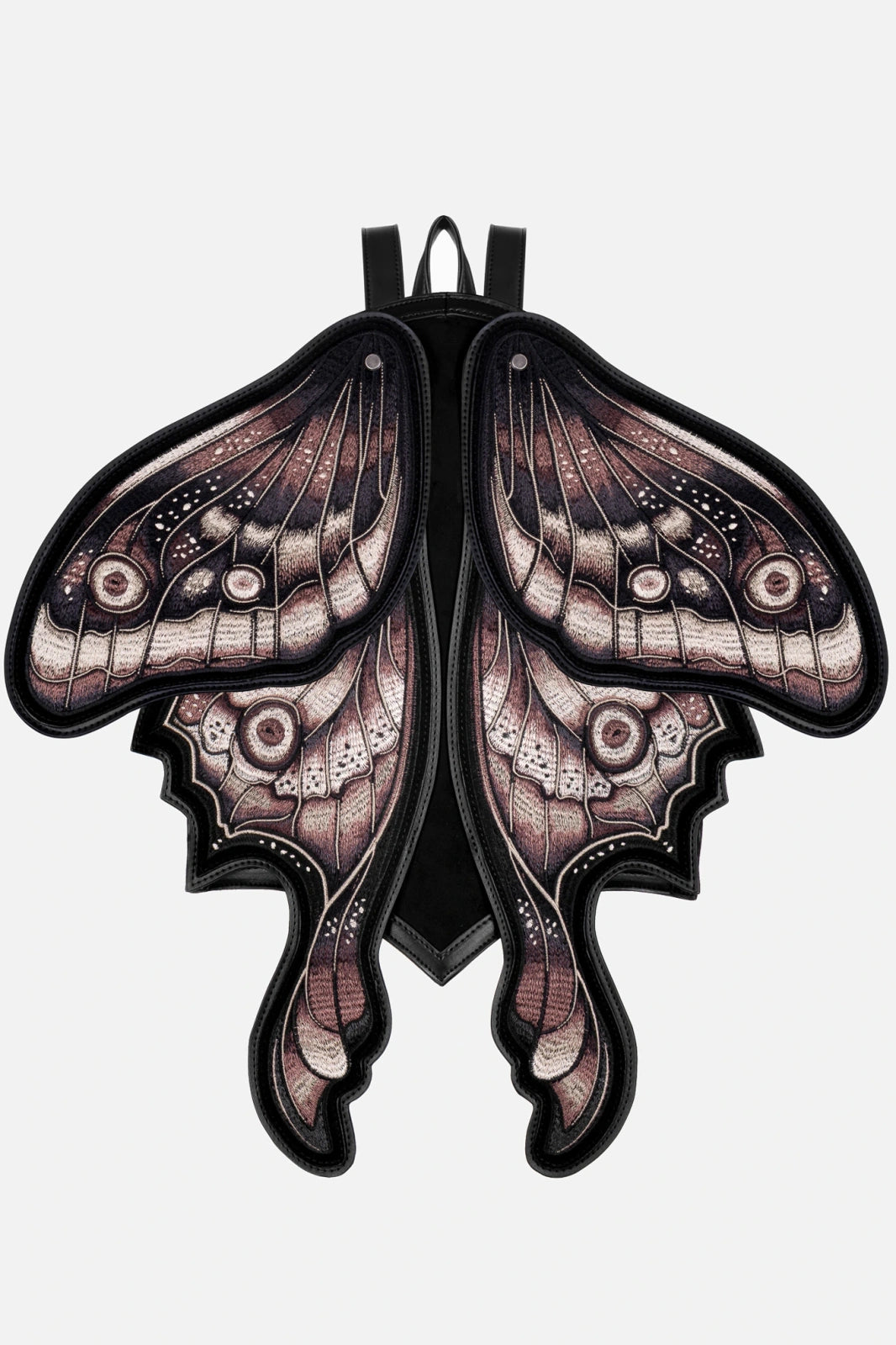 Schwarzer Rucksack ASHIRA MOTH BACKPACK mit beweglichen Mottenflügeln von Restyle