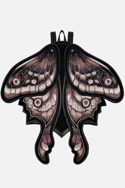 Schwarzer Rucksack ASHIRA MOTH BACKPACK mit beweglichen Mottenflügeln von Restyle