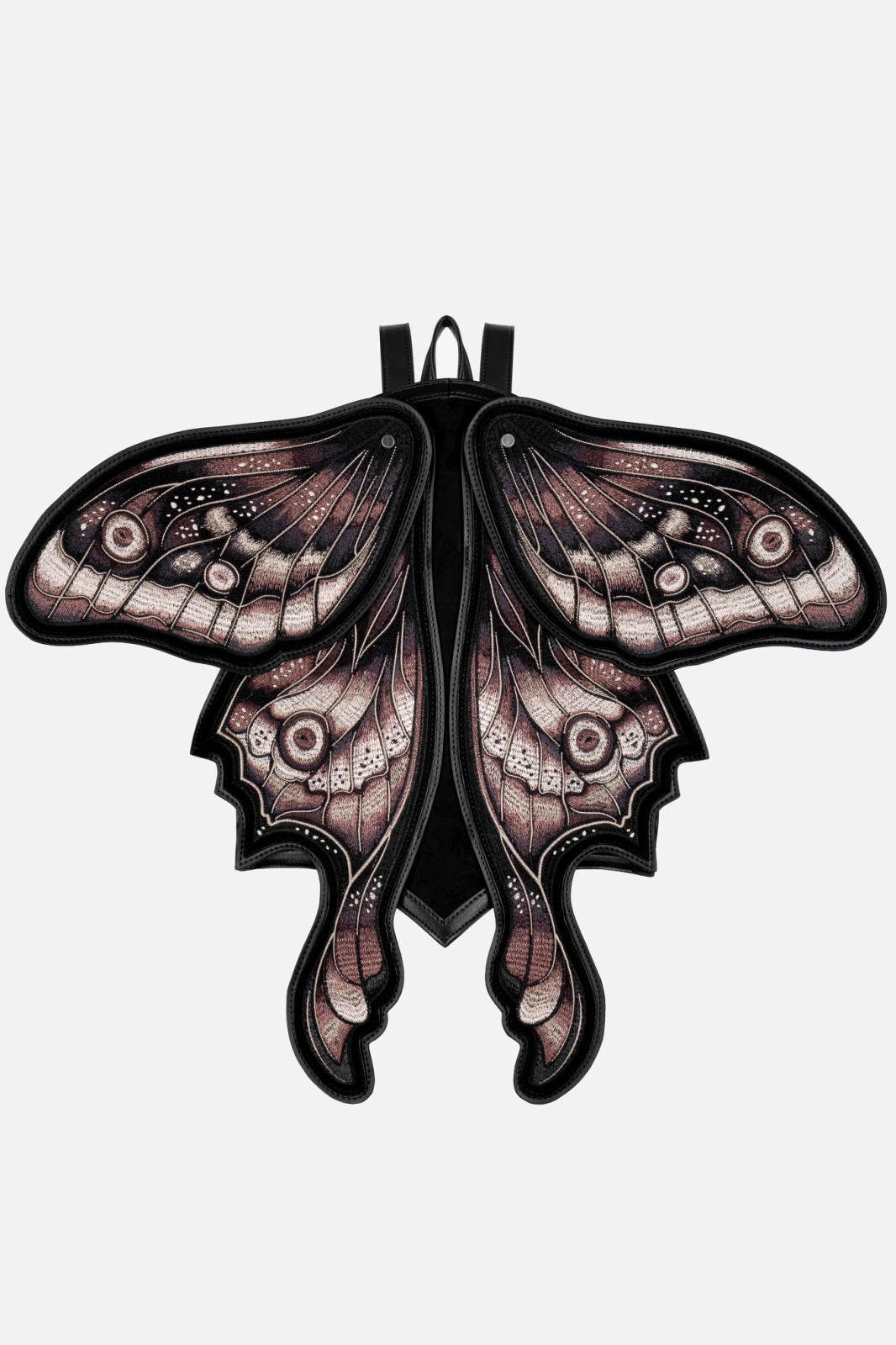 Schwarzer Rucksack ASHIRA MOTH BACKPACK mit beweglichen Mottenflügeln von Restyle