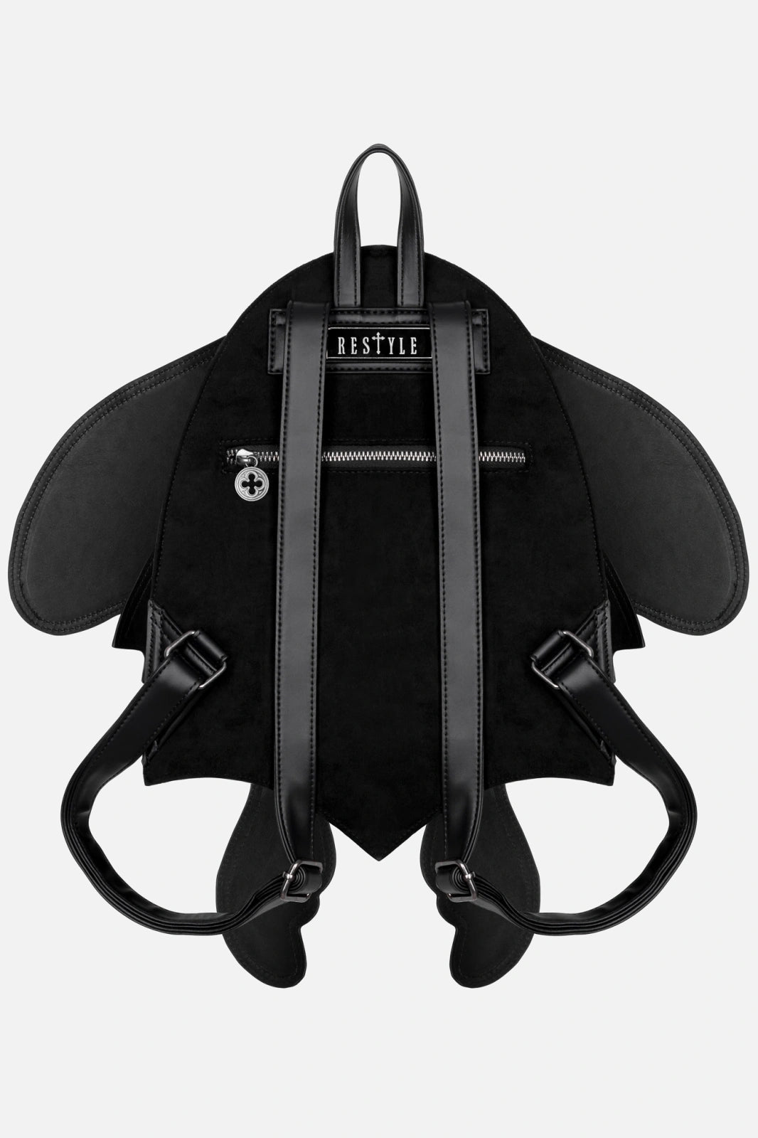 Schwarzer Rucksack ASHIRA MOTH BACKPACK mit beweglichen Mottenflügeln von Restyle