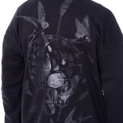 Schwarze Jacke ASH VALE HOOD mit mehreren Kettendetails von Chemical Black