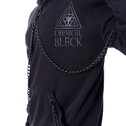 Schwarze Jacke ASH VALE HOOD mit mehreren Kettendetails von Chemical Black