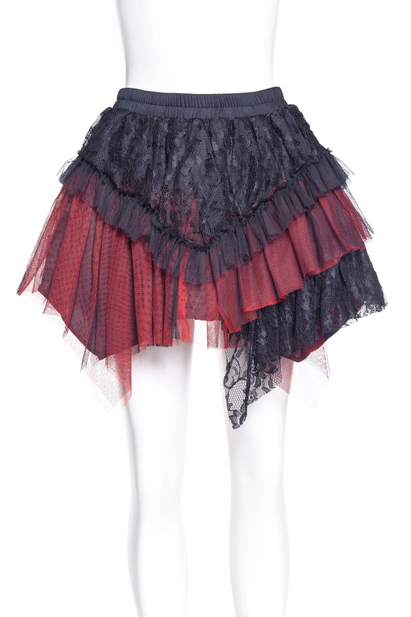 Kurzer Rock Amelia Skirt black/red mit rotem Stoffelement von Punk Rave