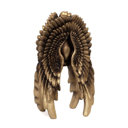Kunstvoller Kerzenständer Angel Wing Candleholder aus Kunstharz mit antikem Gold-Finish in Flügelform von Alchemy England