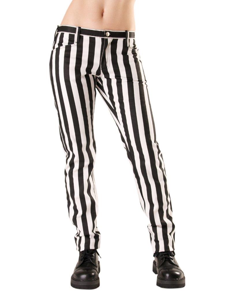 Schwarz-weiß-gestreifte Hose Close Pants Stripe White von Black Pistol