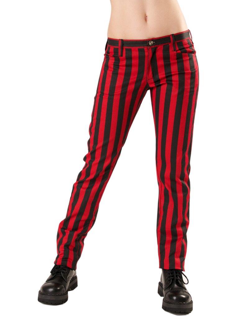 Schwarz-rot-gestreifte Hose Close Pants Stripe Red von Black Pistol