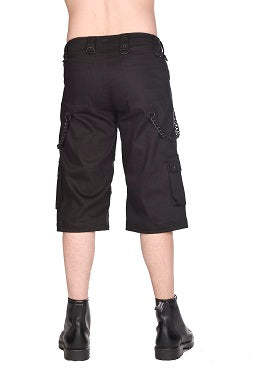 Schwarze, kurze Hose Chain Shorts Denim mit Ketten und Zierreißverschlüssen von Black Pistol
