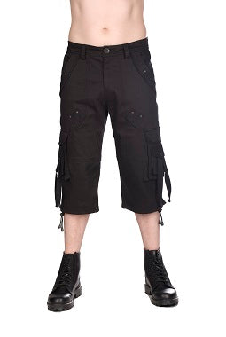Schwarze, kurze Hose Military Shorts Denim mit vielen Taschen von Black Pistol